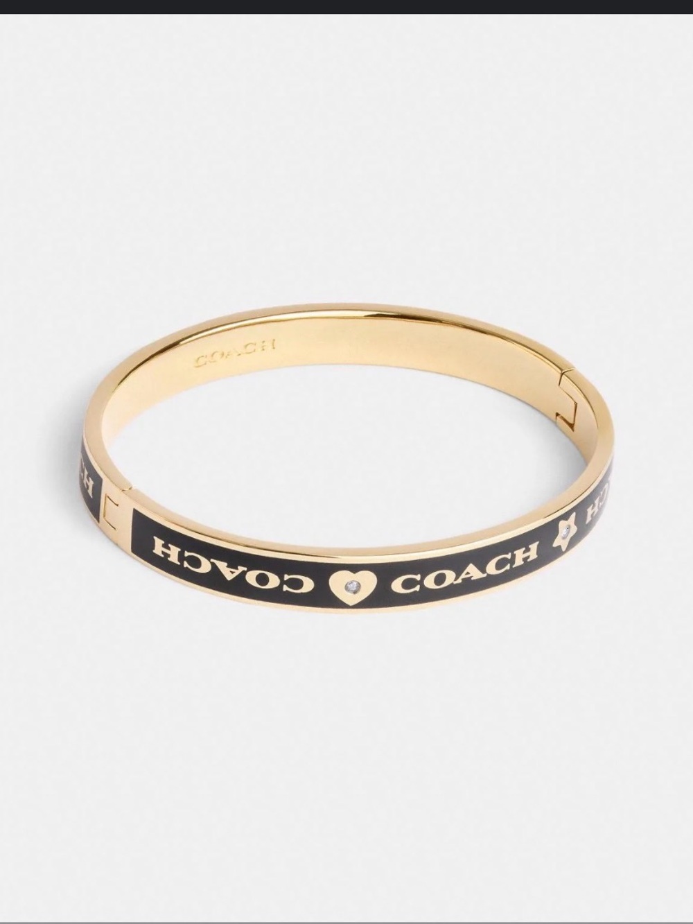 Coach Black & Gold Hinged Bangle Bracelet